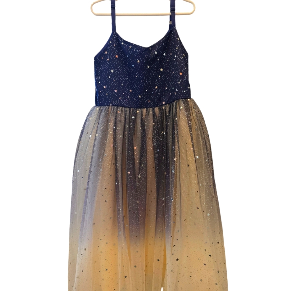Navy and Champagne Flower Girl Dress - Size 8